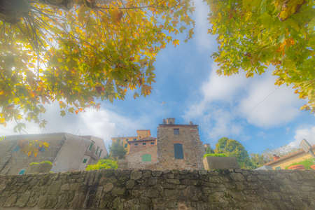 Old house in Montecatini under a blue sky. Tuscany, Italyの写真素材