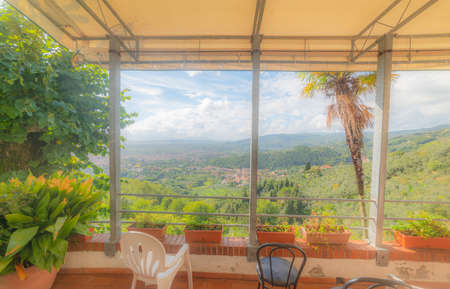 Terrace in Montecatini on a clear day. Tuscany, Italyの写真素材