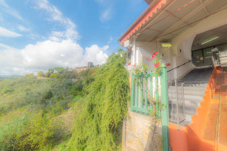 Montecatini under a blue sky with clouds. Tuscany, Italyの写真素材