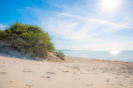 Maria Pia beach under a shining sun in springtime. Sardinia, Italyの写真素材
