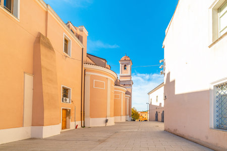 Santa Maria della Neve cathedral on a sunny day. Nuoro, Sardiniaの写真素材