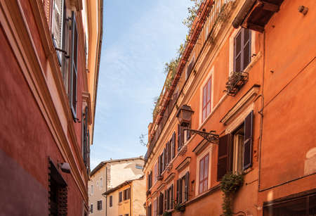 Orange buildings in Rome, Italyの写真素材