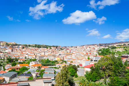 Small town under a blue sky in springtime. Sardinia, Italyの写真素材