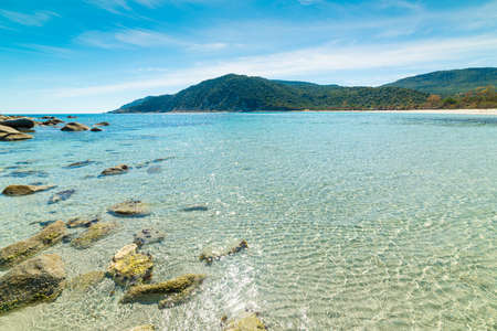Blue sea and rocks in Cala Pira. Sardinia, Italyの写真素材