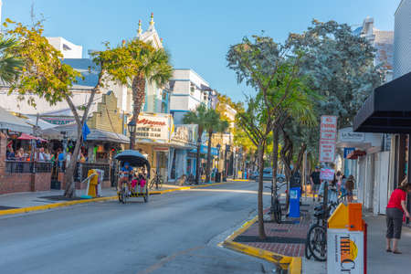 Key West, FL, USA - February 21, 2019: Duval street on a sunny dayのeditorial素材