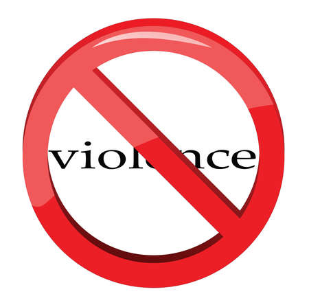 Violence written in a No Sign on white background.の写真素材