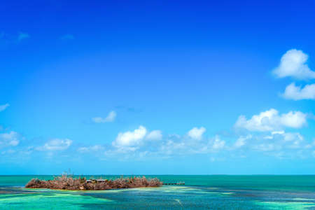 Turquoise water and blue sky in Florida Keys, USAの写真素材