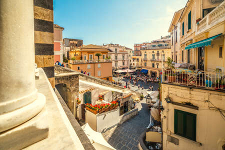 Amalfi, ITA - May 24, 2018: People in Duomo square on a sunny dayの写真素材