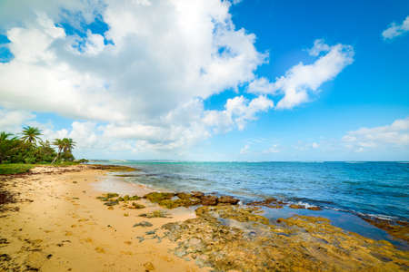 Clouds over Autre Bord beach in Le Moule, Guadeloupe. Guadeloupe is a archipelago of French West Indies in Lesser Antilles, Caribbean seaの写真素材
