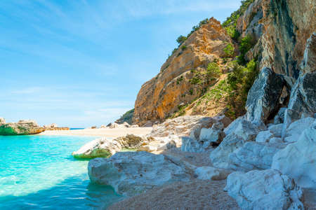 Turquoise water and white rocks in Cala Mariolu. Sardinia, Italyの写真素材