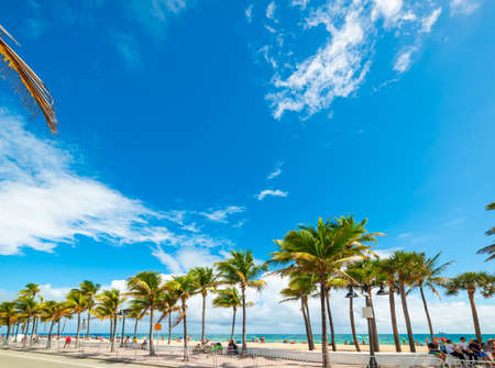 Fort Lauderdale, USA - February 22, 2019: People in Las Olas sea front on a sunny dayのeditorial素材