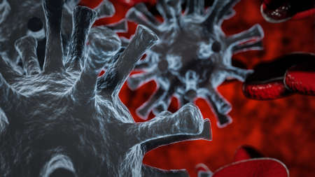 3d illustration of blood cells and virusesの写真素材