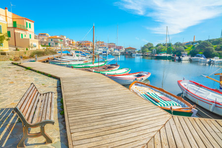 Small harbor in Stintino on a sunny day. Sardinia, Italyの写真素材