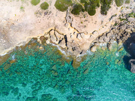 Alghero rocky shore seen from above. Sardinia, Italyの写真素材