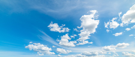 Blue sky with white clouds in summerの写真素材