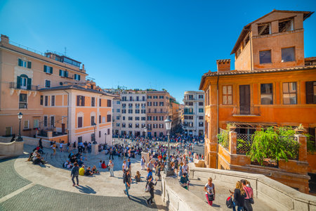 World famous Imperial Fora in Rome under a scenic sky at sunsetのeditorial素材