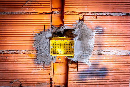 Close up of a construction tools with a wheelbarrow on the backgroundの写真素材