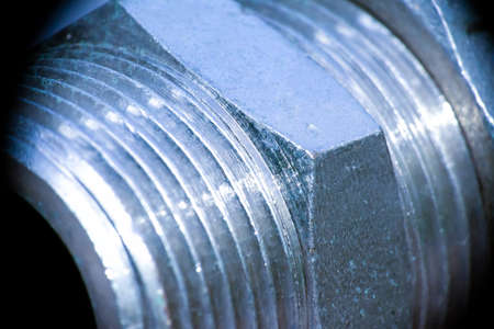 Macro view of a metal nut with threadの写真素材