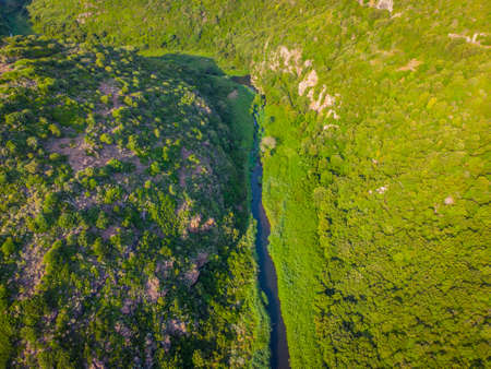 Aerial view of Rio Mannu in Punta Foghe. Sardinia, Italyの写真素材