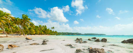 Clouds over La Caravelle beach in Guadeloupe, French west indies. Lesser Antilles, Caribbean seaの写真素材