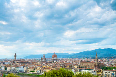 CItyscape of Florence under an overcast sky. Tuscany, Italyの写真素材