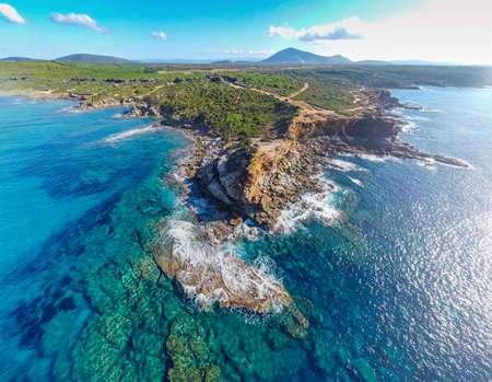 Porto Ferro shore seen from above. Sardinia, Italyの写真素材