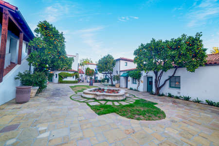 Picturesque square in old town Santa Barbara. California, USAの写真素材
