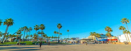 Venice Beach, USA - November 03, 2016: People in Venice Beach basketball courtsのeditorial素材