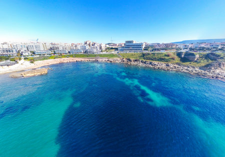 Blue sea in Alghero coastline on a sunny day. Sardinia, Italyの写真素材