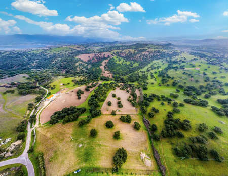 Aerial view of Sardinian countryside on a sunny day, Italyのeditorial素材