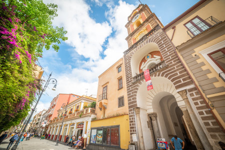 Sorrento, ITA - May 23, 2018: City life by the Cathedral in world famous Sorrentoのeditorial素材