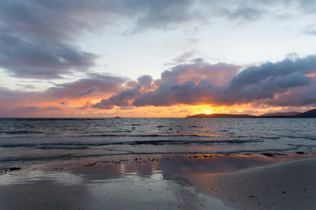 Dramatic sky over Alghero shore at sunset. Sardinia, Italyの写真素材