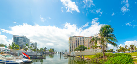 Panoramic view of Fort Lauderdale on a sunny day. Florida, USAの写真素材