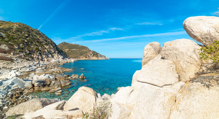 Rocks in Punta Molentis shore. Sardinia, Italyの写真素材