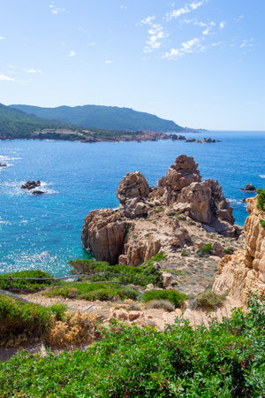 Colorful shoreline in Costa Paradiso. Sardinia, Italyの写真素材