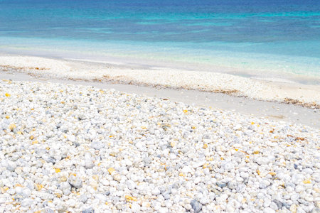 White pebbles in the Stintino shore. Sardinia, Italyの写真素材
