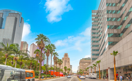 Los Angeles, USA - October 27, 2016: City life in downtown Los Angelesのeditorial素材