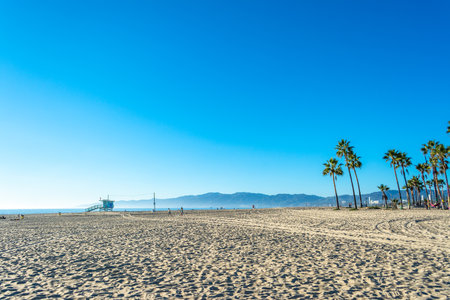 Blue sky over world famous Venice Beach. California, USAの写真素材