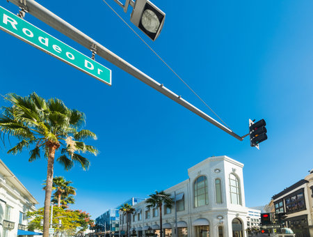 blue sky over Rodeo drive, Californiaの写真素材