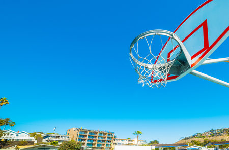 Basketball hoop in Laguna Beach, Californiaの写真素材