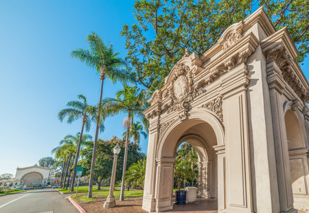 Architectural detail of Mingei International Museum in Balboa Park, Californiaの写真素材