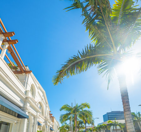 blue sky over Rodeo drive, Californiaの写真素材