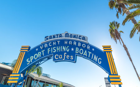 Welcome arch on a sunny day in Santa Monica. California, USAの写真素材