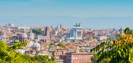 Panoramic view of Rome on a sunny day, Italyの写真素材