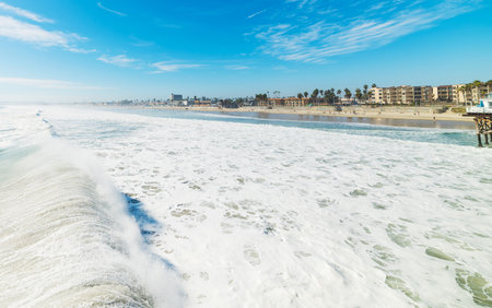 big wave in Pacific Beach, Californiaの写真素材