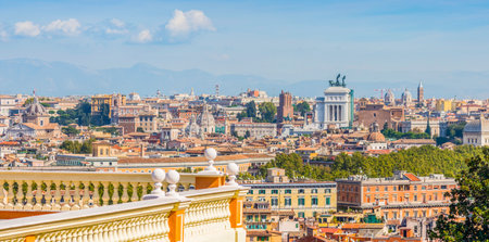Panoramic view of Rome on a sunny day, Italyの写真素材