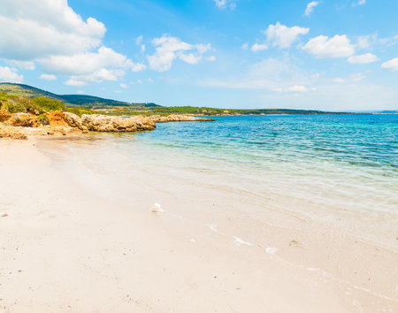 golden shore in Alghero, Sardiniaの写真素材