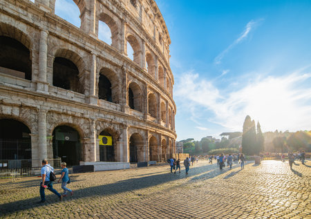 World famous Coliseum under a blue sky. Rome, Italyの写真素材