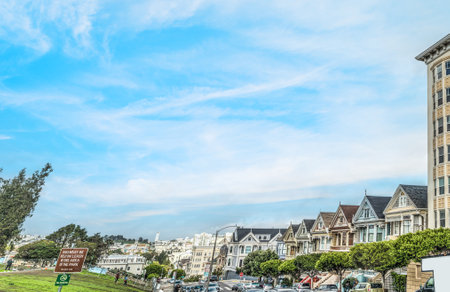 world famous painted ladies in San Francisco, Californiaの写真素材