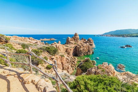 Rocky shore in Costa Paradiso, Sardiniaの写真素材